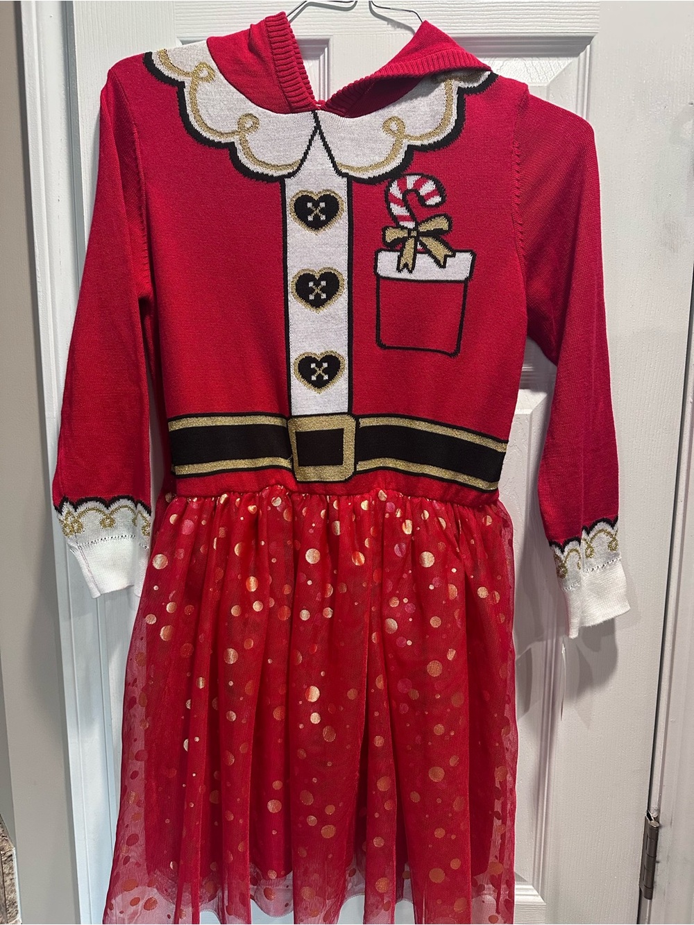 Girls' Red Santa-Inspired Holiday Costume Dress